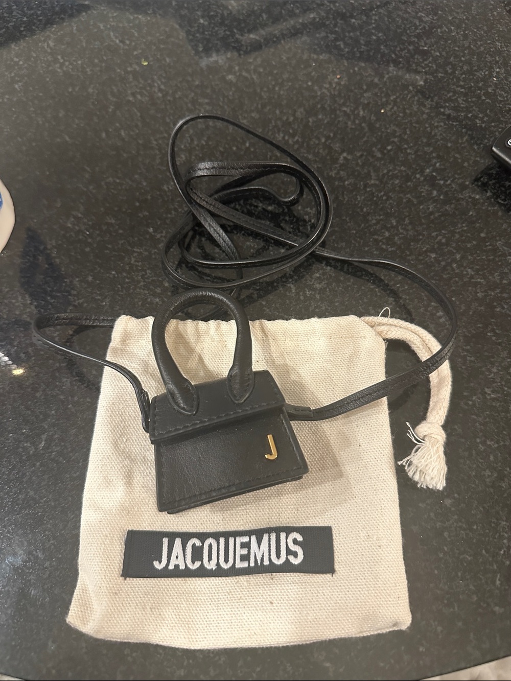 Jacquemus Black Le Chiquito Mini Tote with Gold J Charm